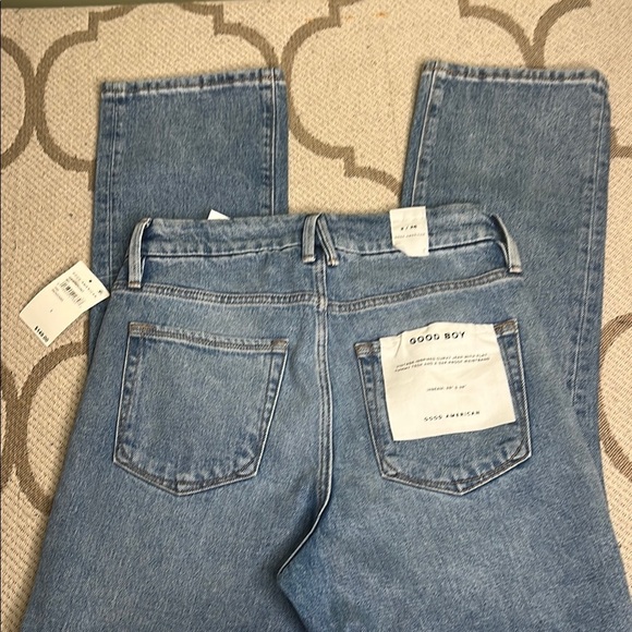 Good American Good Boy distressed knees indigo blue jeans - Picture 3 of 17